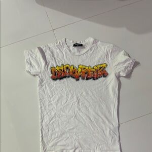 White Graphic Tee with Bold Print